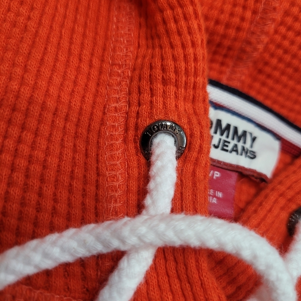 Tommy Hilfiger Orange Hooded Sweater Size S Cotton 100% - Picture 12 of 14